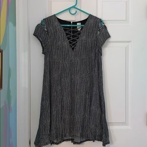 Black dress with white lines